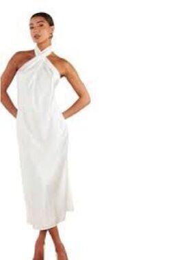 Grace Karin White Sleeveless Twist-Neck Maxi Dress